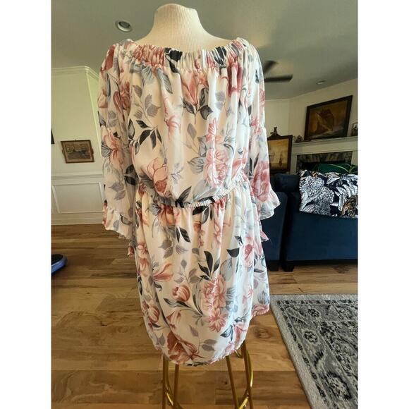 INDULGE FLORAL OFF SHOULDER BLOUSEN LINED PLUS SIZE WOMENS 3X - Picture 3 of 8